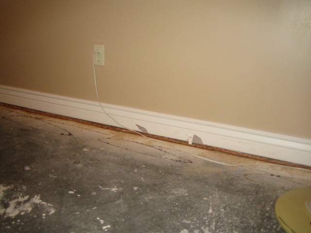 The baseboards in the dining room.