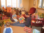 Opening gifts on Christmas morning