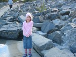 Megan on walkway at Portage Glacier